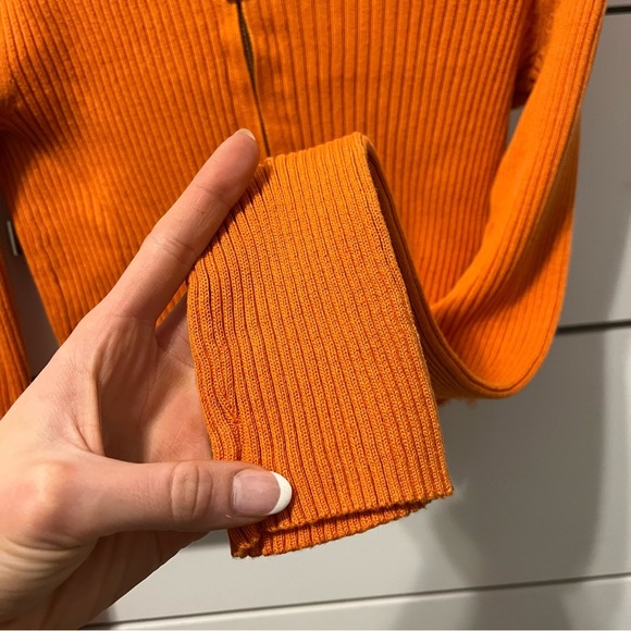 Tory Burch Orange Cropped Ribbed Sweater - Picture 6 of 6